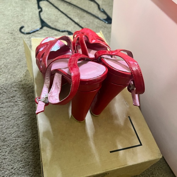 Red Patent Leather Chunk Heel Stiletto - Picture 2 of 2